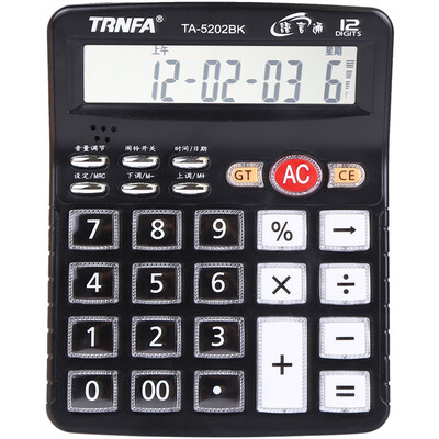 

Letter TRNFA TA-5202 12 digits real voice calculator big screen big press financial office calculator black