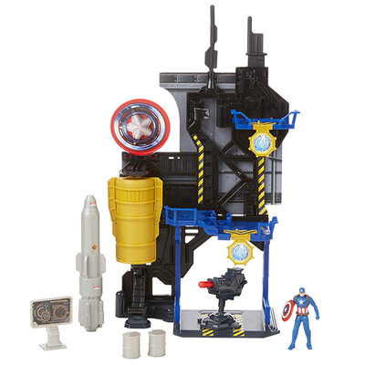 

Hasbro (Hasbro) 2,5 дюйма Marvel Мстители Капитан Америка костюм игрушка сцены (синий) B6739