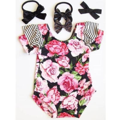 

Newborn Baby Girl Kids Floral Romper Jumpsuit Bodysuit Clothes 2pcs Outfits Sets