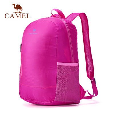 

Camel CAMEL backpack unisex students Korean version of the light travel outdoor bag fashion trend simple sports small school bag C9S3B5602 deep rose red code