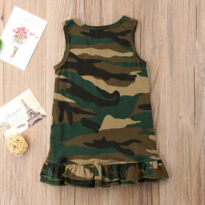 

Toddler Kids Baby Girl Sleeveless Camouflage Cotton Dress Casual Summer Dresses