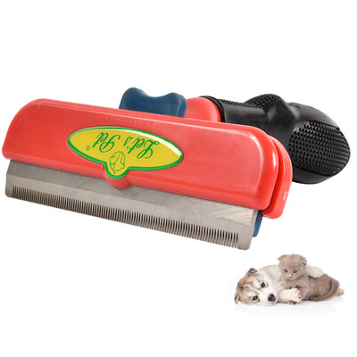 

Pet Grooming Brush Comb Pet Hair Remover Cat Hair Shedding Tool with Stainless Steel Trimming Blade