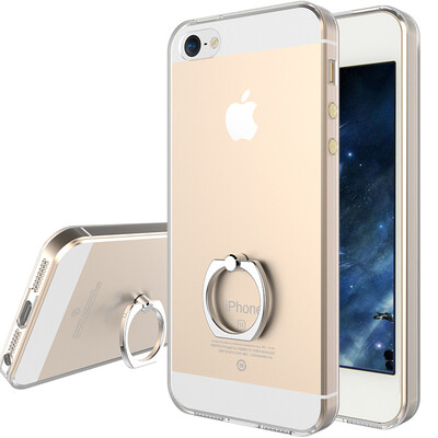 

KOOLIFE iphone se 5s mobile phone case protective cover Apple 5s finger buckle bracket soft shell apple SE creative bracket anti-drop transparent shell lanyard hole