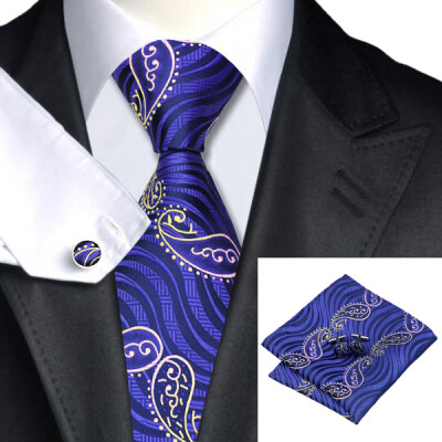 

N-0518 Vogue Men Silk Tie Set Purple Paisley Necktie Handkerchief Cufflinks Set Ties For Men Formal Wedding Business wholesale