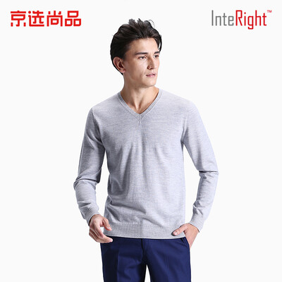 

Beijing selected products × INTERIGHT INTERIGHT mens sweater small V-neck seamless business Slim sweater flower gray S