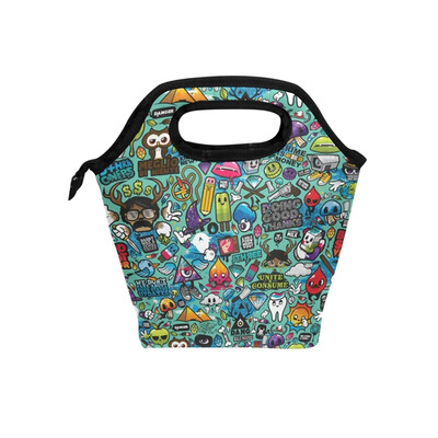 

Insulated Lunch Tote Bag Kinds Pattern Travel Picnic Lunch Handbags Portable Zipper Lunch Bag Box