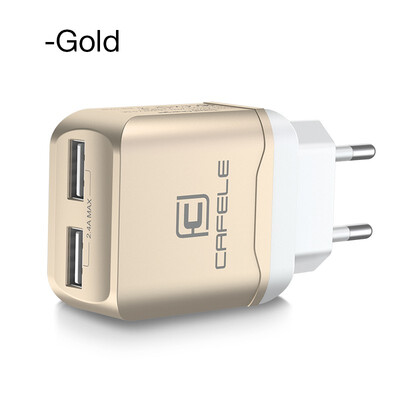 

Cafele EU Plug Dual USB Charger DC 5V 24A 12W Universal Portable Travel Wall Adapter Mobile Phone Charger for iPhone Laptop