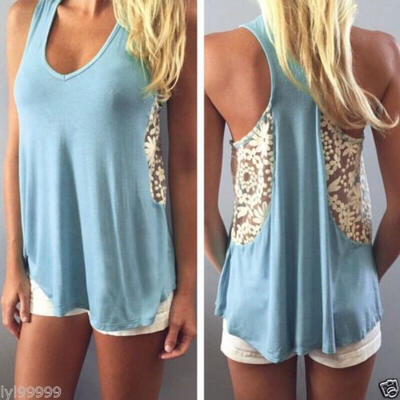 

UK Mode Damen Sommer Spitze ärmelloses Top kurzärmelige Bluse Tank Top T-Shirt