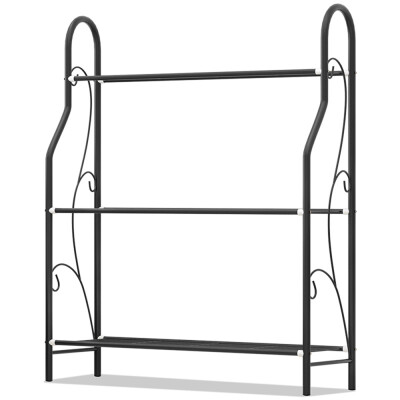 

Storage Organizer 3-Tier Flower Carbon Steel Rack Bedroom Hallway Entryway Balcony Storage Shelf Shoe Holder