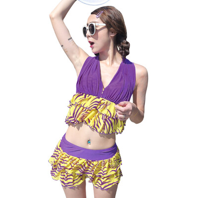 

Qiaohai (QIHAI) 6309-7 couples swimsuit ladies sexy bikini skirt was thin steel rope gathered together hot spring swimsuit female models M code
