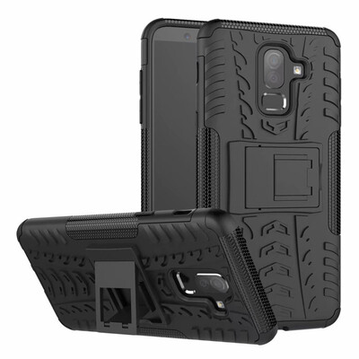 

Fivice Samsung J8 2018 Case TPU anti-fall tire pattern back clip bracket phone case