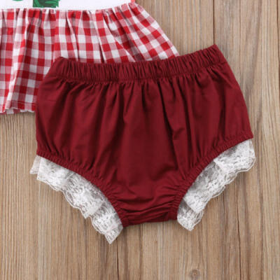 

AU Newborn Kids Baby Girl Plaid Tops VestLace Shorts Brief 2Pcs Outfit Clothes