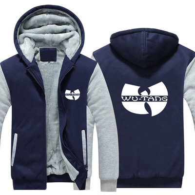 

2018 New USA SIZE Men Winter Autumn Hoodies Wu-Tang Clan pattern Fleece Coat Baseball Uniform Sportswear Jacket wool