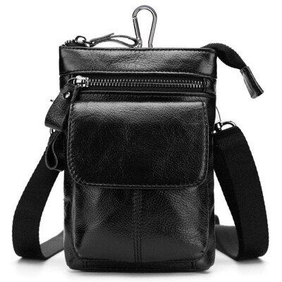 

Mens leather belt leather mobile phone bag shoulder top layer leather multi-purpose business bag