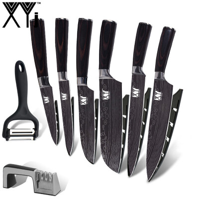 

XYj Beauty pattern Blade Stainless Steel Kitchen Knife 8" 8" 7" 5" 5" 35" Kitchen Knife Cooking Tools