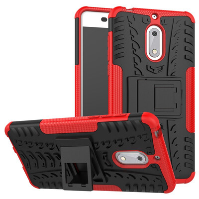 

Fivice Nokia 6 Case TPU anti-fall tire pattern back clip bracket phone case
