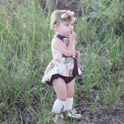 

Princess Love Heart Romper Baby Girls Floral Sleeveless Bodysuit Sunsuit Outfits