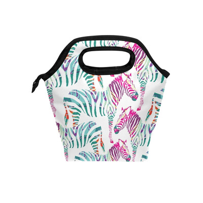 

Lunch Bag Tote Bag Watercolor Zebra Travel Picnic Organizer Lunch Holder Handbags Lunch Bag Box