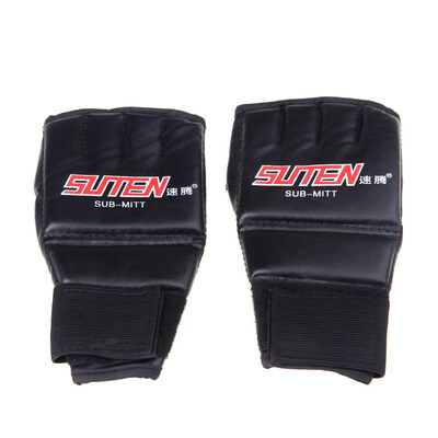 

PU Leather Half Mitts Mitten MMA Muay Thai Training Punching Sparring Boxing Gloves Red