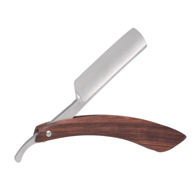 

Stainless Steel Razor Straight Edge Shaving Razor Wooden Handle Folding Barber Shaving Knife Hair Eyebrow Beard Shaver Shaving Too