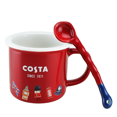 

COSTA coffee family - ceramic mug - fun British 265ml red