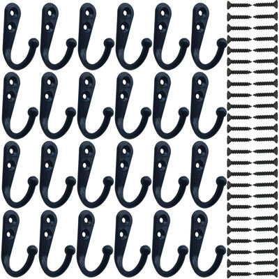 

UpperX 24 Pieces Coat Hooks Wall Mounted Robe Hook Single Coat Hanger No Scratch&50 Pieces Screws Black