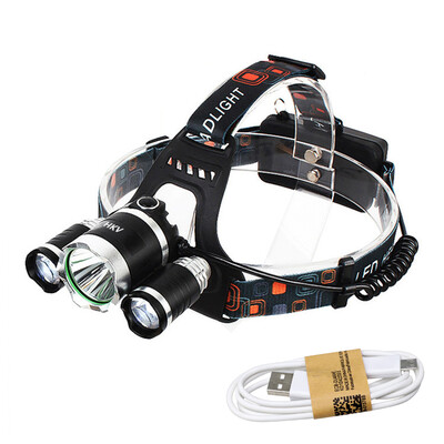 

HKV T6 6000 - 6500K LED Headlight USB Rechargeable Head Light 4 Modes Fishing Lamp