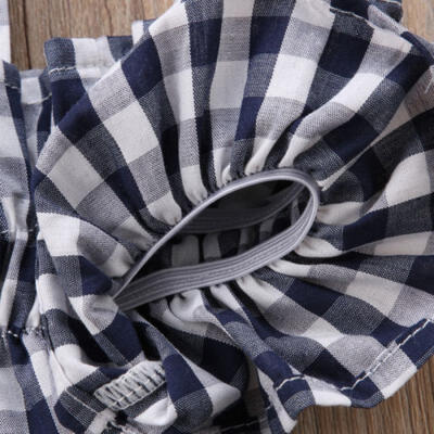 

US Toddler Kids Baby Girls Off-Shoulder Princess Girl Outfits Tops Plaid shirt