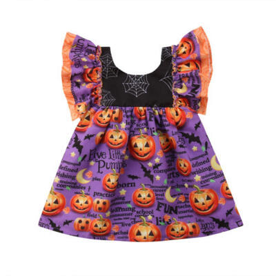 

Princess Toddler Baby Girl Pumpkin Sleeveless Party Dress Halloween Clothes 1-6Y