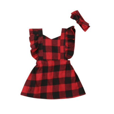 

XMAS Princess Baby Girls Party DressHeadband 2pcs Outfits Set Toddler Clothes