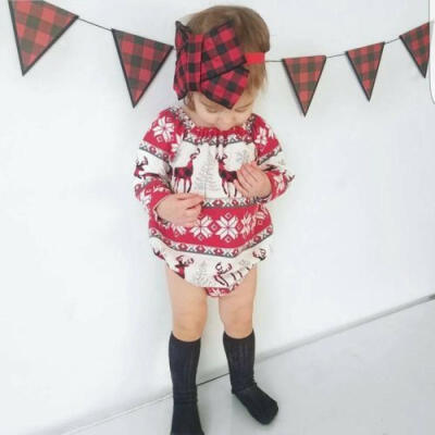 

Christmas Newborn Baby Girls Romper Bodysuit Babygrows Clothes Outfits Sunsuit