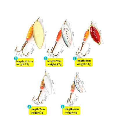 

2PcsLot Mepps Spinner Bait Size 12345 Fishing Lures Spoon With Treble Hook Hard Fake Fish Metal Lures Set
