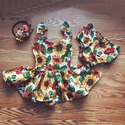 

Newborn Kids Baby Girls Outfits Clothes Sunflower Top DressBottoms 2pcs Set