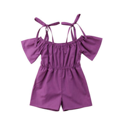 

AU Summer Toddler Kids Baby Girl Off Shoulder Strappy Rompers Jumpsuits Playsuit