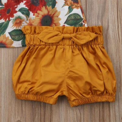 

Sunflower Toddler Kid Baby Girl Outfit Clothes T-shirt Top DressShort Pants Set