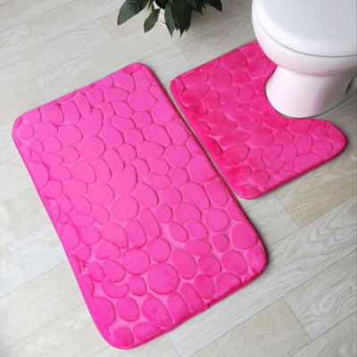 

2018 Pebbles Memory Foam Bath&Pedestal Mat Sets Non-Slip Soft Luxury Rugs