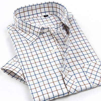 

Summer men's casual short-sleeved plaid shirt