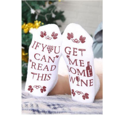 

Fashion Women Unisex Beer Socks If You Can Read This Bring Me Some Wine Gift