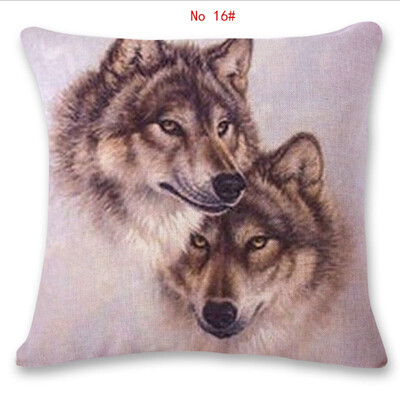 

45cm45cm Animal wolf pattern linen cotton pillow case sofa cushion cover animal design square decorative pillow cover