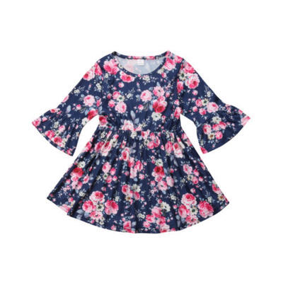 

Toddler Kids Baby Girls Floral Long Flare Sleeve Tutu Princess Dress Outfits