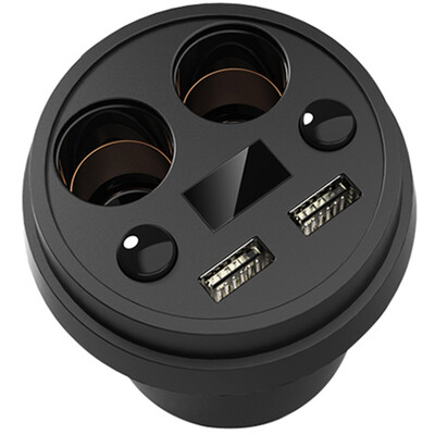 

Fun Tour Easy Tour Car Multi-function Cup Charger Self-driving equipment Cigarette Lighter One drag two LED digital car Charging black