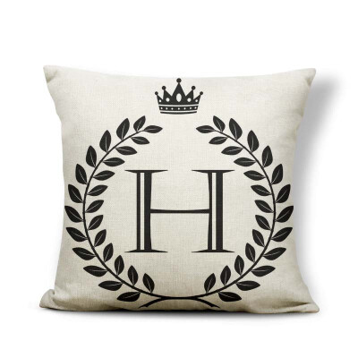 

Alphabet Letter A-Z Cushion Covers Family Initial King Queen Crown Pillow Case School Home Gifts Toss Pillow Large Cotton Linen