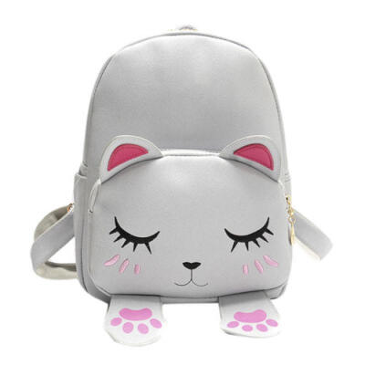 

Fashion Women Leather Cartoon Cat Backpacks Mini Travel Handbags School Bag