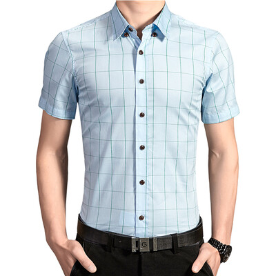 

Men Dress Plaid Shirts New 2016 Spring Summer Fashion Men Short Sleeves Men Shirts High Quality Men Shirt Plus Size 5XL Hot Sale