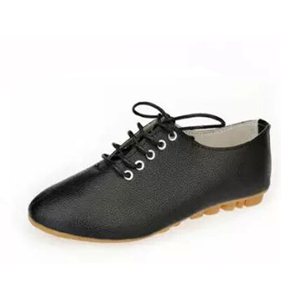 

Women Girl Shoes Fashion Leather Lace Up Pointed Toe Oxford Pumps Flats Sneaker