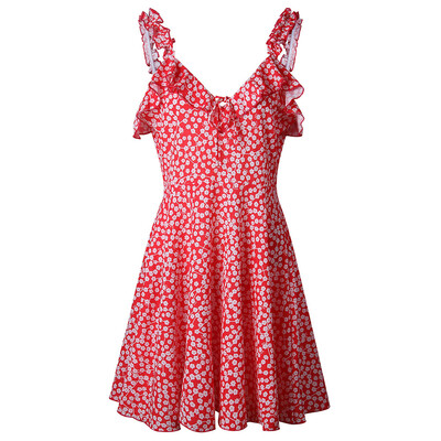 

V Neck Flowy Print Mini Dress