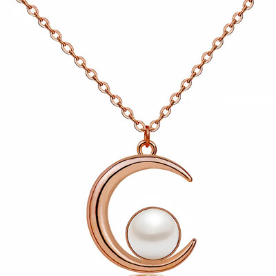 

YISHIZHIAI Moon Pendant Beads Simple Necklace Beaded Clavicle Necklace 4494