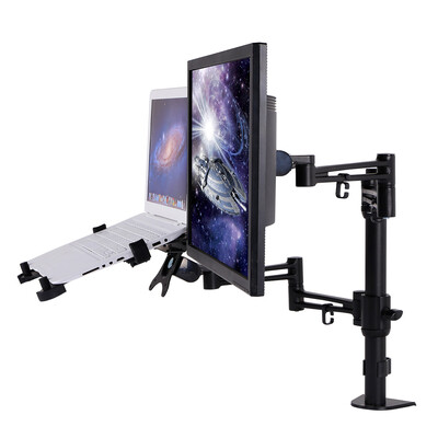 

Loctek D2DL 2 in 1 Dual Monitor Arm Desk Laptop Notebook Mount Stands Fits Most 10-27 inches Lcd srceens&11-156 inches laptopnotebook