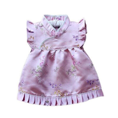 

Buenos Ninos Girls Short Sleeve Cheongsam Baby Qipao Patterned Cloth Set