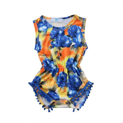 

Toddler Kid Baby Girl Floral Tassel Romper Bodysuit Clothes Outfits 0-18M Summer